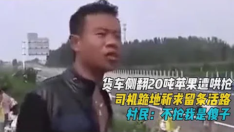 货车侧翻20吨苹果遭哄抢,司机跪地祈求留条活路,村民:不抢是傻子#探讨有争议的社会现象 - 天天要闻