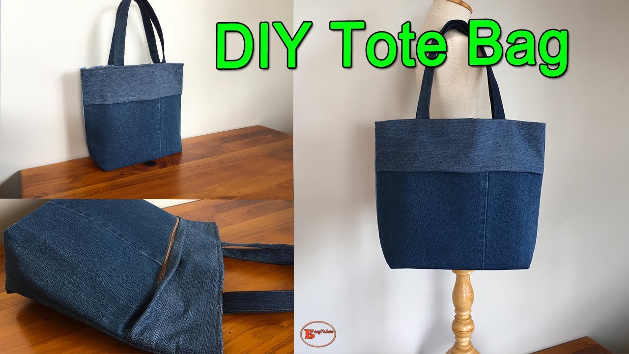 TOTE BAG SEWING TUTORIAL | DIY TOTE BAG FROM OLD JEANS | RECYCLE JEANS BAG  | DIY BAGS SEWING - YouTube