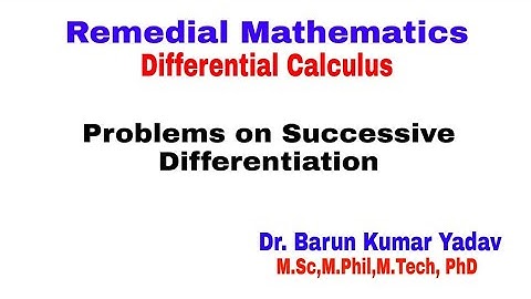 Differentiation |Successive Differentiation |Remedial Mathematics |Part 8| #pharmd