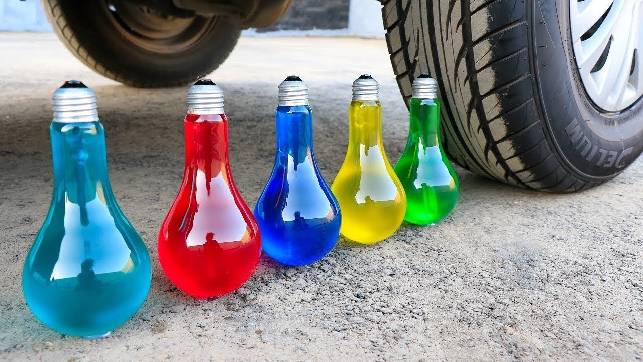 Car Experiment Crushing Crunchy Things Soft Things Car Wheels with Stuffs Toys Car candy