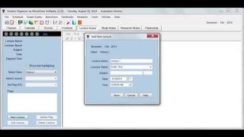 Creating and playing lecture notes. Exporting the lecture audio.