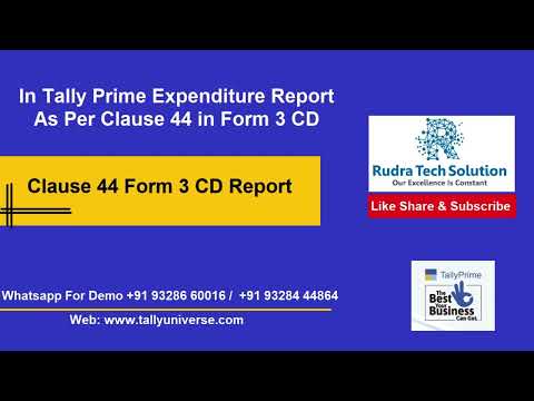Clause 44 Expenses Report in Tally // Clause 44 Form 3CD Expense Report in Tally Software