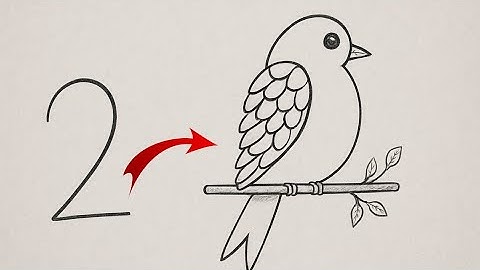 Easy Bird Drawing from Number 2 | Step by Step Pencil Drawing Tutorial for kids & beginners