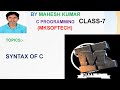 SYNTAX OF C