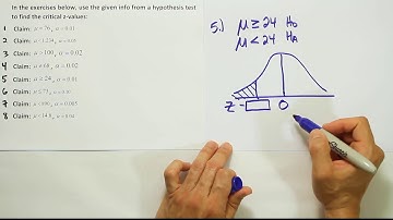 How to find critical values for a hypothesis test using a z or t table, part 5