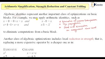Arithmetic Simplification, Strength Reduction & Constant Folding in Compiler Design | GATE