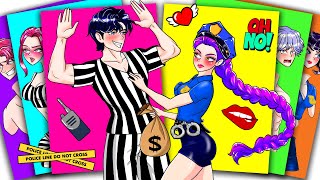 CAUGHT You! Police RUMI HUNTRIX Fell In Love JINU SAJA BOYS - KPOP DEMON HUNTERS | Sticker Book DIY