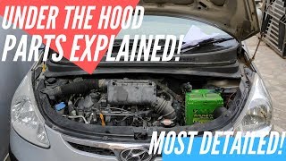 WHAT IS UNDER THE HOOD OF HYUNDAI I10 | NAMING PARTS INSIDE THE ENGINE BAY