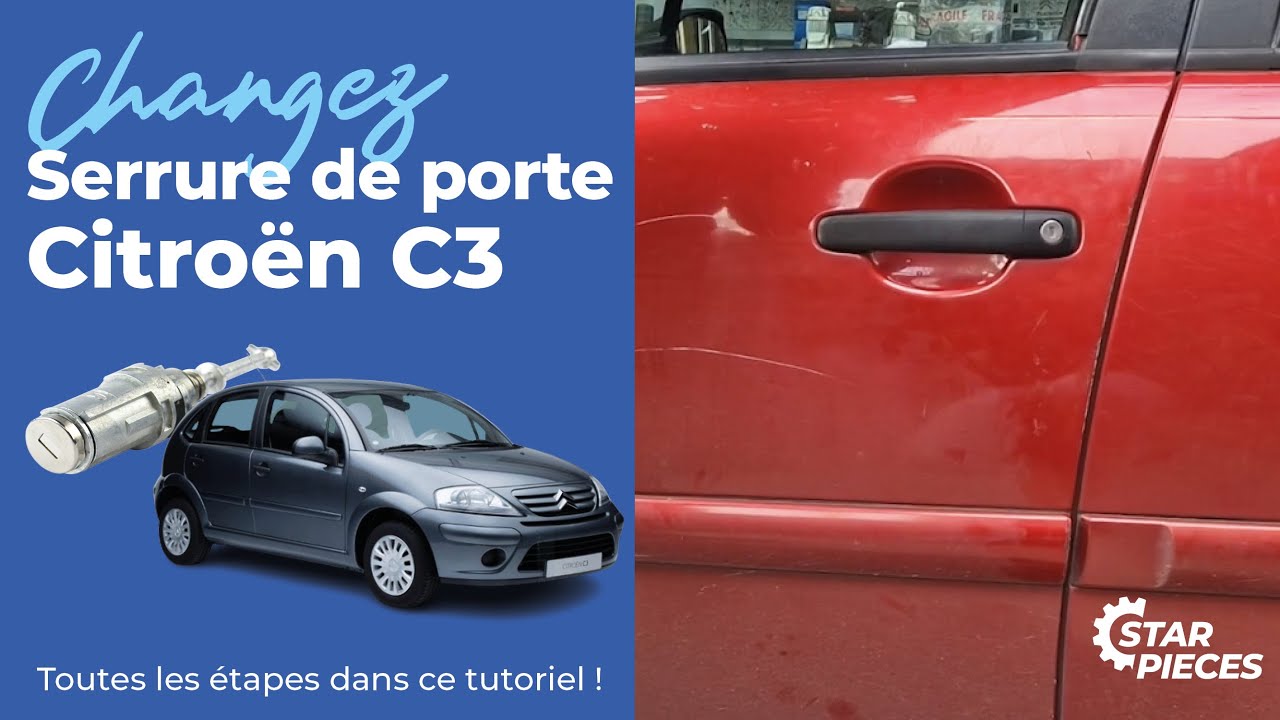 Barillet serrure de porte avant gauche pour Citroën C3 livré avec clé