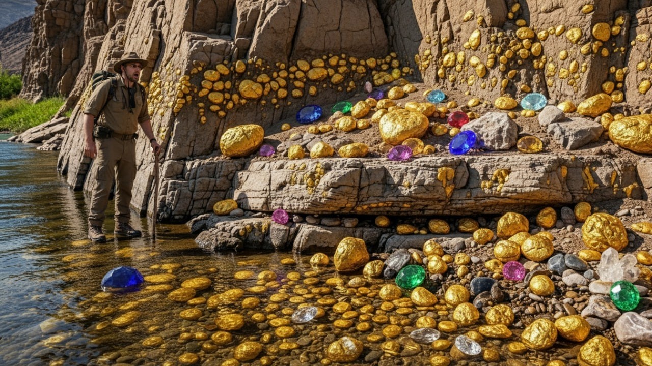 Lucky! Found a lot of beautiful gems 💎 and gold nuggets at riverside