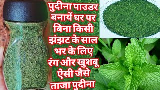 ऐसे पुदीने का पाउडर बनाएंगे तो सालों तक खुशबू और रंग नहीं जाएगा | Mint leaves powder | Dried Pudina|