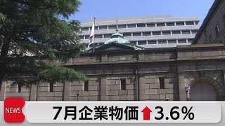 企業物価指数　3.6％上昇　エネルギー・原材料価格の上昇影響　高水準続く（2023年8月10日）