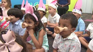 Janine Stanwood, read 'The Three Little Pigs' to iPrep Academy students