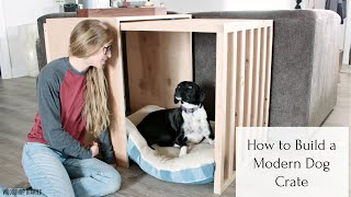 How to Build Modern Dog Crate With Sliding Door and Wood Slats