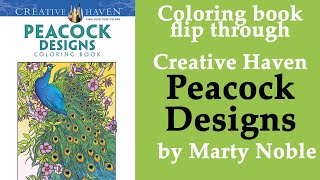 Creative Haven Peacock Designs by Marty Noble #Coloring Book  flip through