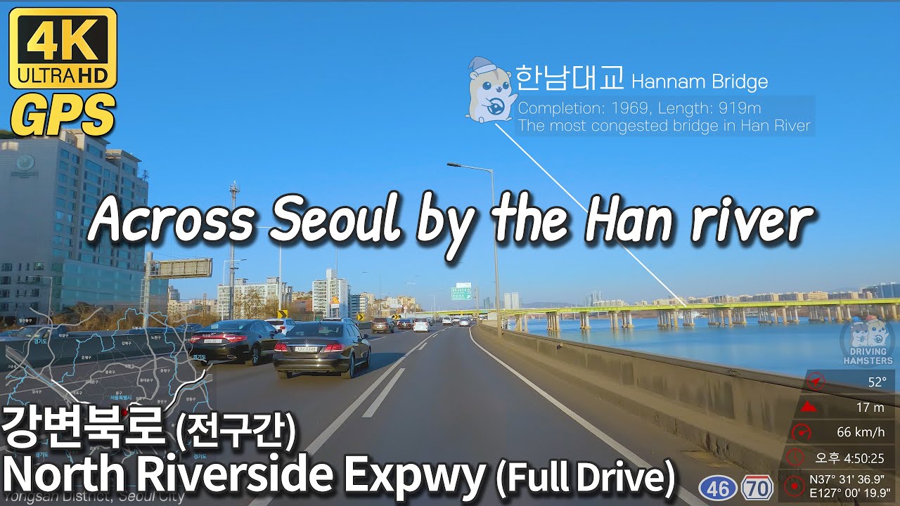 4K Seoul Drive | Scenic Han River Route via North Riverside Expressway ...