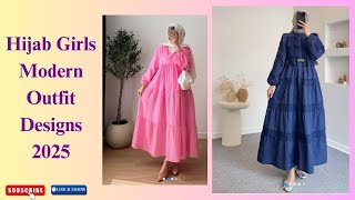 Hijab Girls Modern Outfit Designs 2025/ Muslim Girls Dress Collection 2025/ Eid outfits
