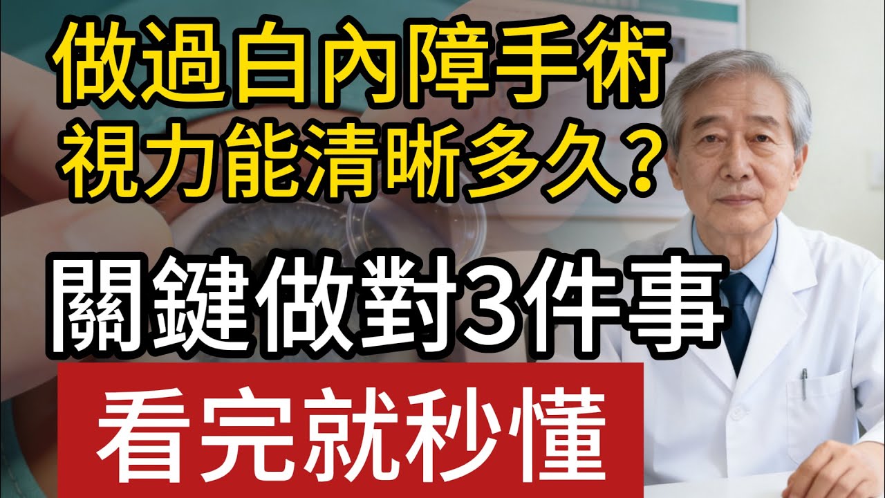 給白內障術後朋友的一顆定心丸！開完刀視力又模糊？搞懂3大主因+5個護眼關鍵，讓明亮視力陪你到老！