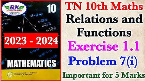 TN 10th Maths|Relations and Functions|Exercise 1.1 | Problem 7(i)|Very Important for 5 Marks