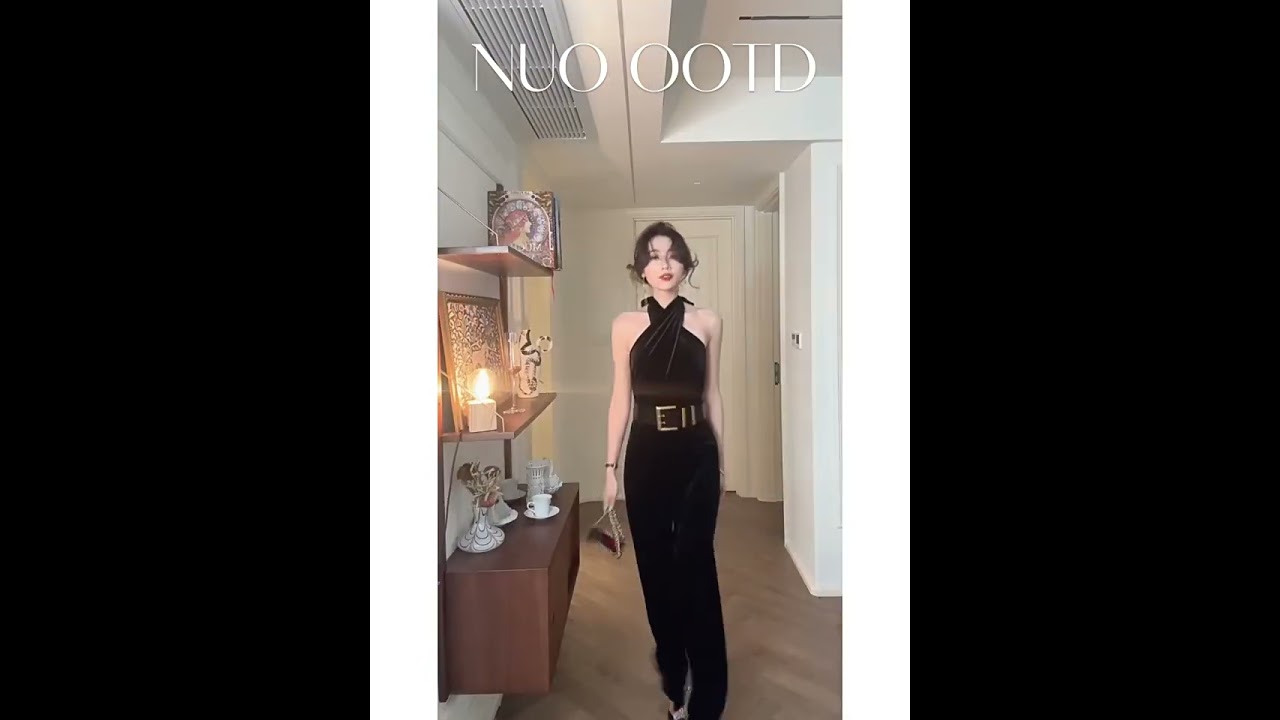 JR171 Black velvet Prom Jumpsuits