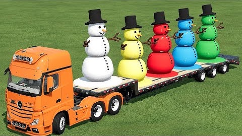TRANSPORTING OF COLORS ! GIANT SNOWMAN LOADING ON LOW LOADER w JOHN D TRACTORS !Farming Simulator 22