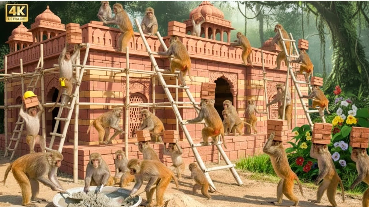 Monkeys in India Take the World by Storm by Building a Dream Amber Fort Castle