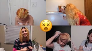 girls bleaching their hair for 10 minutes straight
