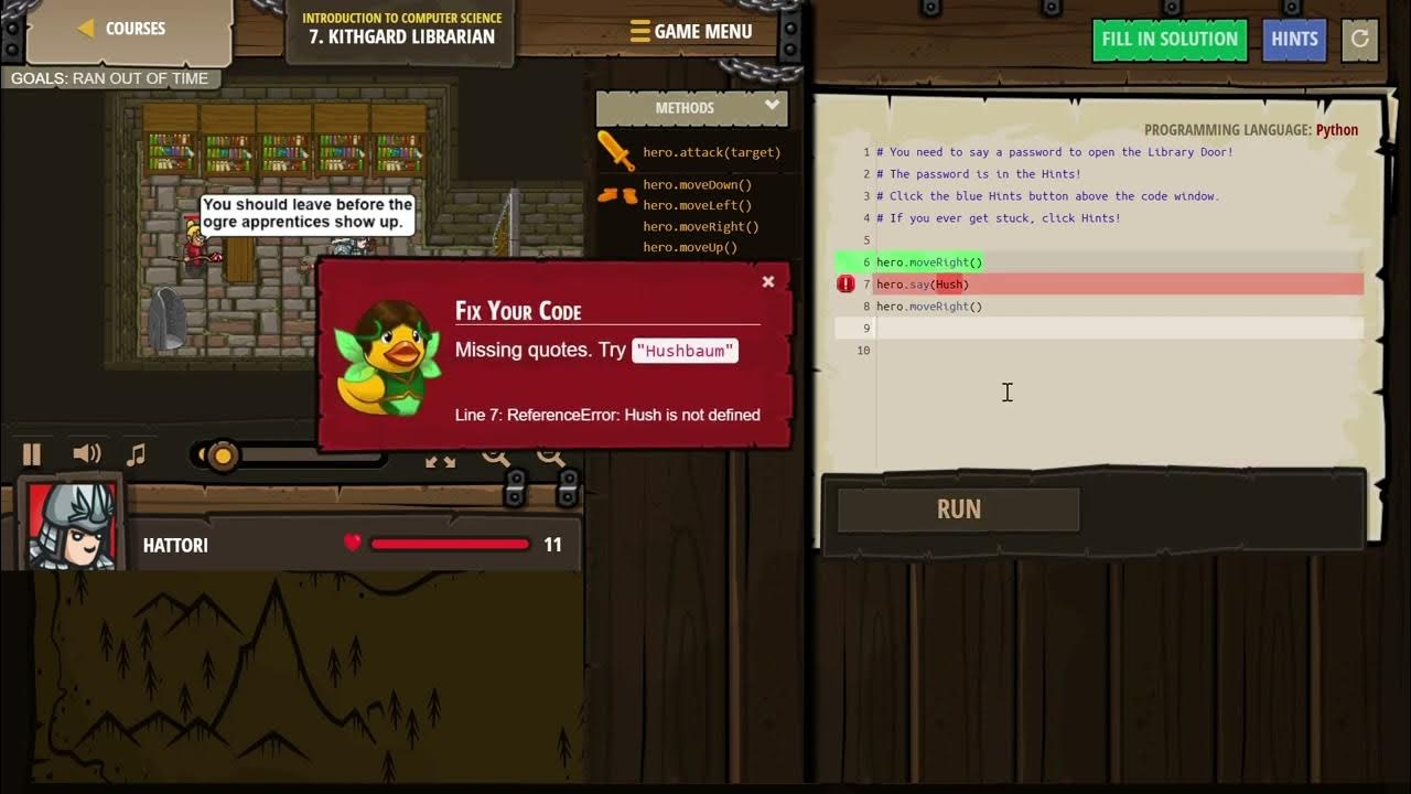 CodeCombat level 7 answer - YouTube