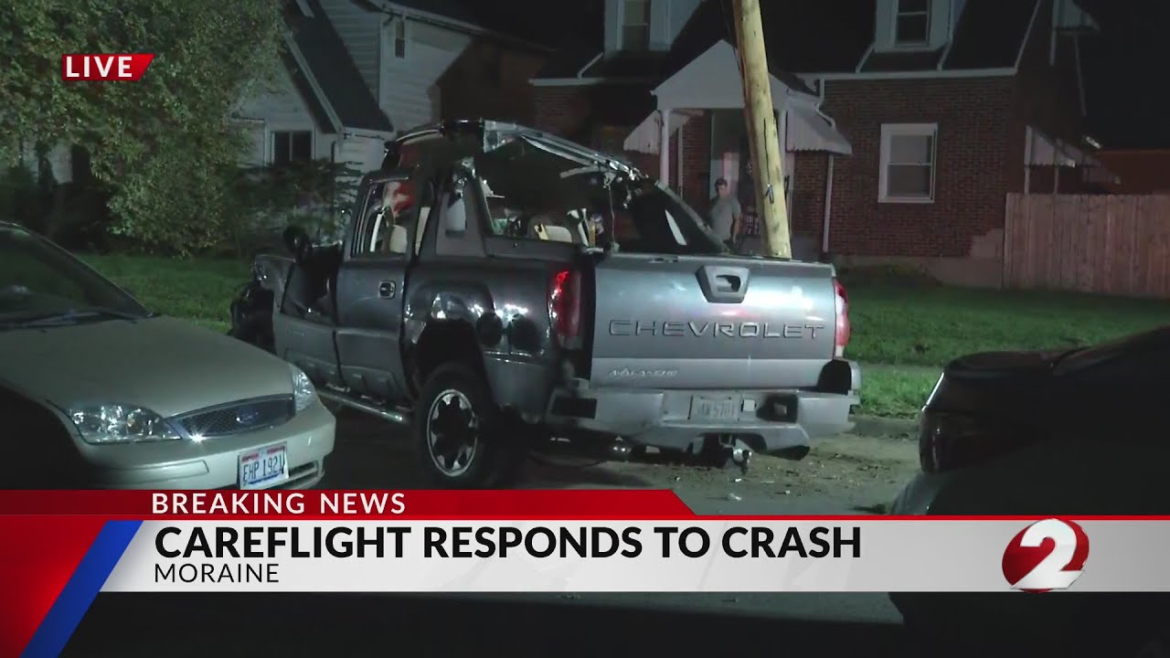 Car flips on side in Moraine crash - YouTube
