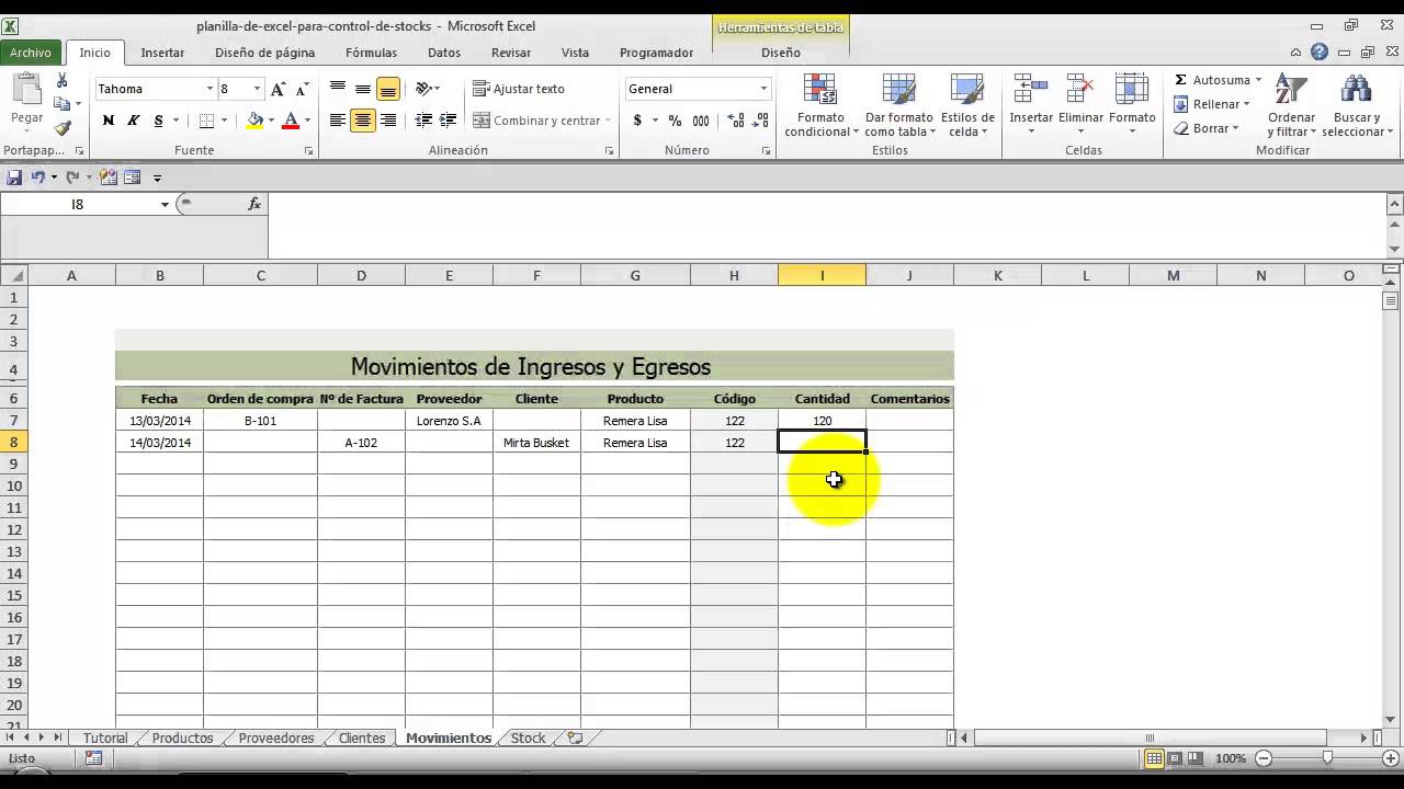 Tutorial de la planilla control de stock e inventario - YouTube