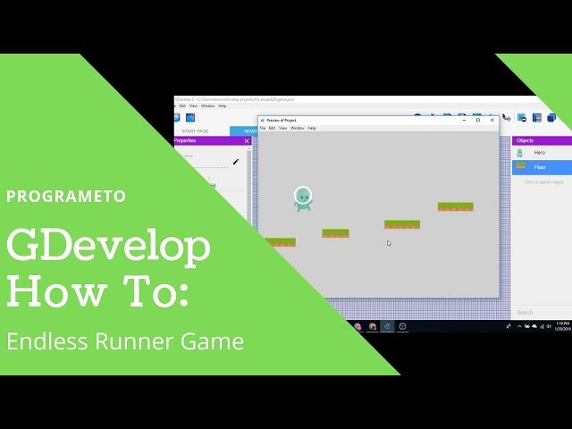 Run dino run - a game example from the GDevelop game making app