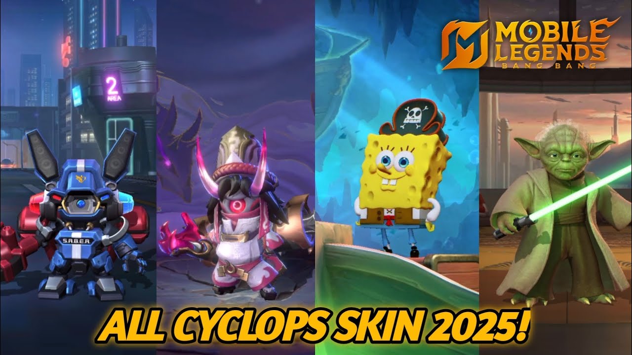 MOBILE LEGEND : BANG BANG | ALL CYCLOPS SKIN 2025! NEW SKIN SPONGEBOB?