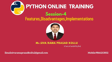 Python|Session 4| Features,Disadvantages,Implementations|Mr.SIVA RAMA PRASAD KOLLU