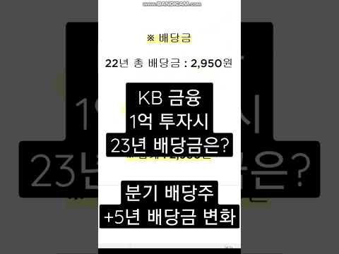   KB금융 1억 투자시 배당금 5년 배당금 변화