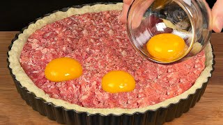 : Wenn Sie Bl"atterteig und Hackfleisch haben, bereiten Sie diesen Fleischkuchen zu. nur 15 Minuten!
