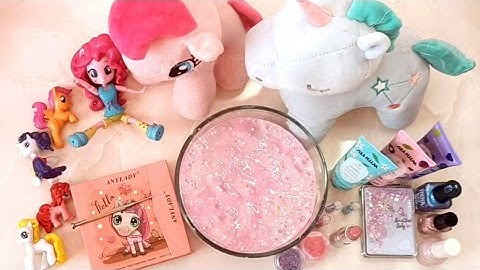 Unicorn Slime ASMR - Mixing Makeup Eyeshadow into Satisfying Slime
