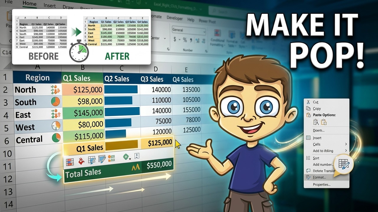 Excel Right-Click Formatting | Make Spreadsheets Pop!