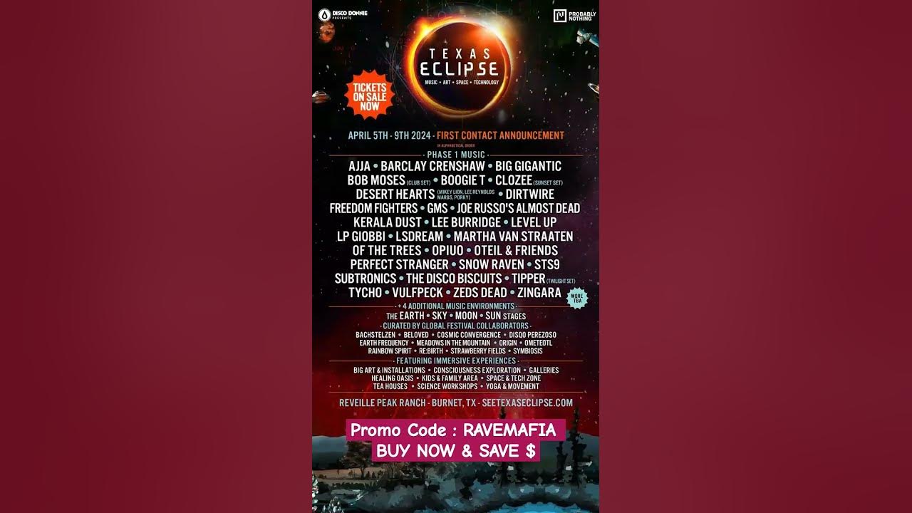 TEXAS ECLIPSE 2024 ️PROMO CODE RAVERMAFIA texaseclipse ravers 