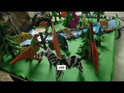 Origami forest and Origami Animals||Origami forest school project ...
