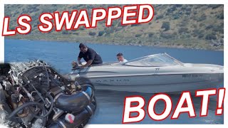 Power boat gets junkyard LS swapped 5.3 v8 | build breakdown + top speed lake testing