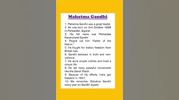 Mahatma Gandhi 10 Lines Essay In English Short Essay 