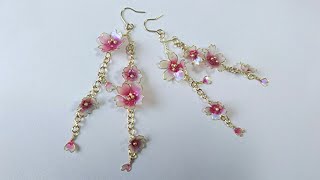 【ディップアート】華やか♪桜の花がいっぱいついたピアス　How to make sakura earrings