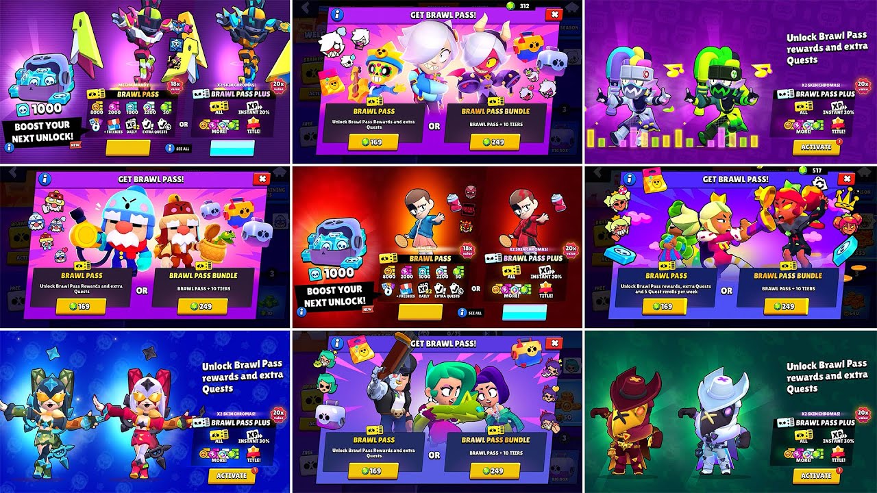 ALL BRAWL PASS UNLOCK ANIMATIONS | Season 1 to 45 | Brawl Stars