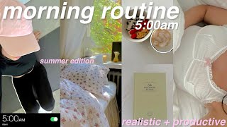 5AM summer morning routine 🧸 productive + healthy habits + glowy makeup routine | 2023