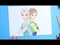 Холодное сердце принцесса Анна и Эльза Рисование раскраски | Princess Anna and Elsa Drawing Coloring