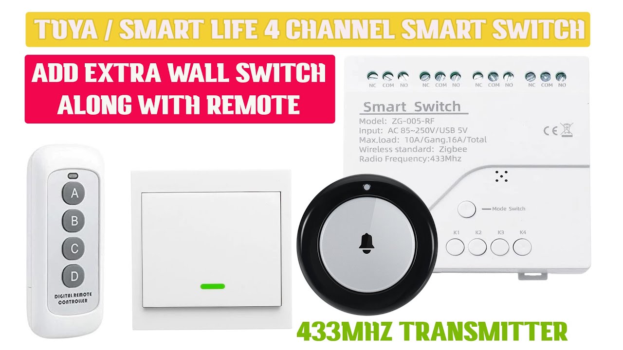 Wifi Mini Switch Tuya Smart Life App Pulsador Interruptor de Luz Rf 433mhz  Panel de pared