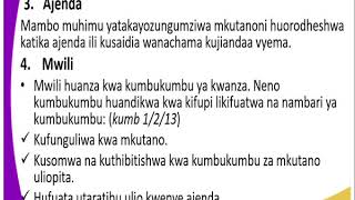 kiswahili  kidato cha 4, kumbukumbu, kipindi cha  19