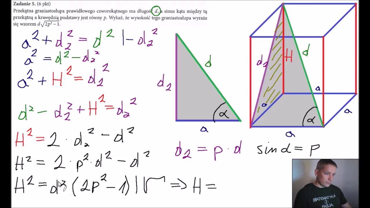 Teraz matura Stereometria poziom podstawowy zestaw d zadanie 5 - YouTube
