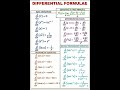 All Differentiation Formulas in One Shot 🤓🔥| Quick Revision #maths #FormulaRevision #Differentiation