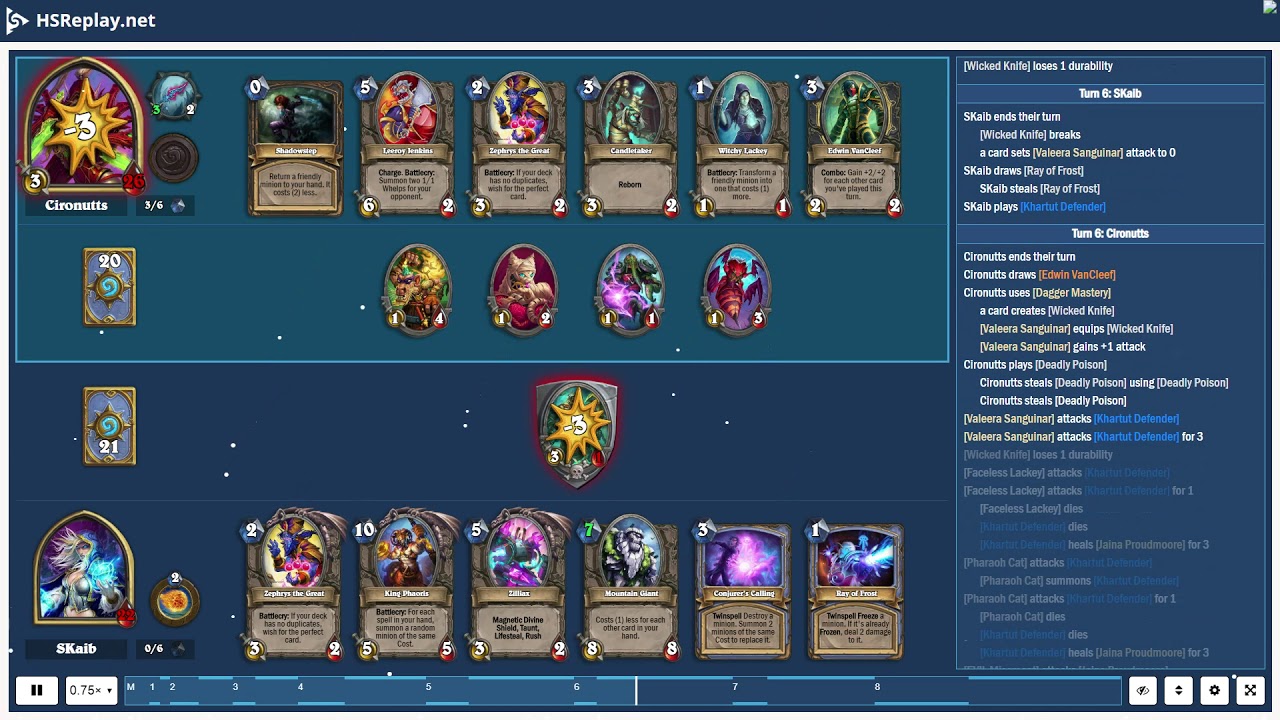 ProGaming - Hearthstone, Tempo Rogue(1) vs Big Spell Mage(1) by Cironutts and SKaib, Ranked - Sta...